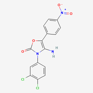 molecular formula C15H9Cl2N3O4 B8041496 4-Amino-3-(3,4-dichlorophenyl)-5-(4-nitrophenyl)-1,3-oxazol-2-one 