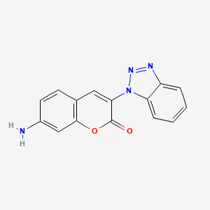 molecular formula C15H10N4O2 B8041534 7-Amino-3-(benzotriazol-1-yl)chromen-2-one 