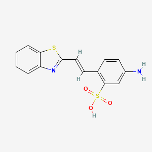 molecular formula C15H12N2O3S2 B8041562 5-amino-2-[(E)-2-(1,3-benzothiazol-2-yl)ethenyl]benzenesulfonic acid 