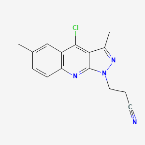 molecular formula C15H13ClN4 B8041579 3-(4-Chloro-3,6-dimethylpyrazolo[3,4-b]quinolin-1-yl)propanenitrile 