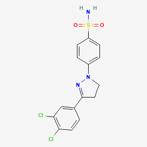 molecular formula C15H13Cl2N3O2S B8041598 4-[5-(3,4-Dichlorophenyl)-3,4-dihydropyrazol-2-yl]benzenesulfonamide 