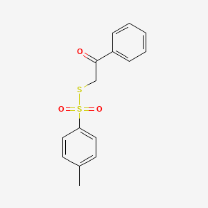 molecular formula C15H14O3S2 B8041632 2-(4-Methylphenyl)sulfonylsulfanyl-1-phenylethanone 