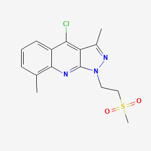 molecular formula C15H16ClN3O2S B8041643 4-Chloro-3,8-dimethyl-1-(2-methylsulfonylethyl)pyrazolo[3,4-b]quinoline 