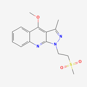 molecular formula C15H17N3O3S B8041697 4-Methoxy-3-methyl-1-(2-methylsulfonylethyl)pyrazolo[3,4-b]quinoline 