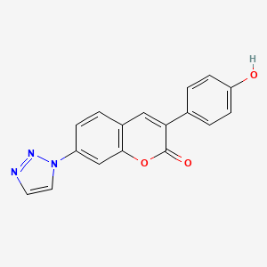 molecular formula C17H11N3O3 B8041898 3-(4-Hydroxyphenyl)-7-(triazol-1-yl)chromen-2-one 