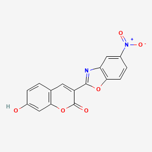 molecular formula C16H8N2O6 B8041925 7-Hydroxy-3-(5-nitro-1,3-benzoxazol-2-yl)chromen-2-one 