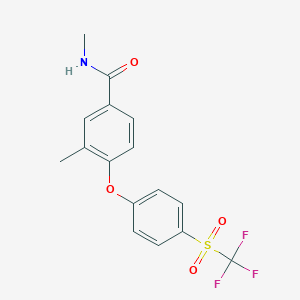 molecular formula C16H14F3NO4S B8042049 N,3-dimethyl-4-[4-(trifluoromethylsulfonyl)phenoxy]benzamide 