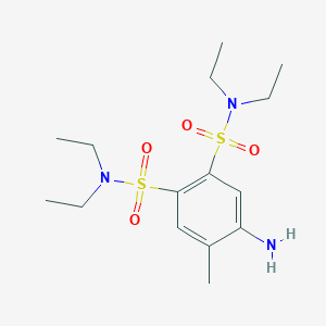 molecular formula C15H27N3O4S2 B8042080 4-amino-1-N,1-N,2-N,2-N-tetraethyl-5-methylbenzene-1,2-disulfonamide 