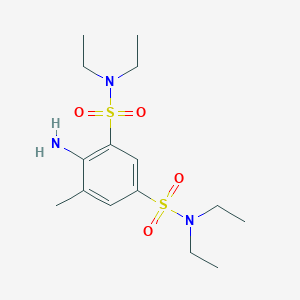 molecular formula C15H27N3O4S2 B8042081 4-amino-1-N,1-N,3-N,3-N-tetraethyl-5-methylbenzene-1,3-disulfonamide 