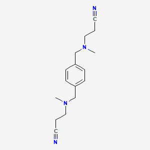 molecular formula C16H22N4 B8042102 3-[[4-[[2-Cyanoethyl(methyl)amino]methyl]phenyl]methyl-methylamino]propanenitrile 
