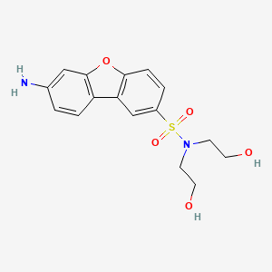molecular formula C16H18N2O5S B8042145 7-amino-N,N-bis(2-hydroxyethyl)dibenzofuran-2-sulfonamide 
