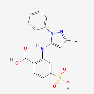 molecular formula C17H15N3O5S B8042173 2-[(5-Methyl-2-phenylpyrazol-3-yl)amino]-4-sulfobenzoic acid 