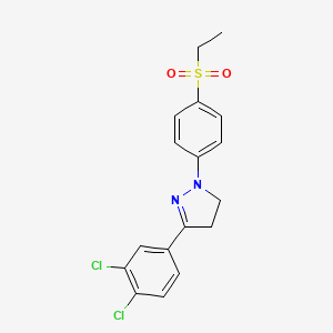 molecular formula C17H16Cl2N2O2S B8042192 5-(3,4-Dichlorophenyl)-2-(4-ethylsulfonylphenyl)-3,4-dihydropyrazole 