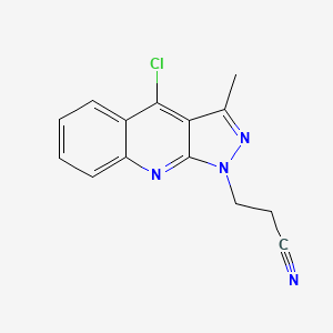 molecular formula C14H11ClN4 B8042215 3-(4-Chloro-3-methylpyrazolo[3,4-b]quinolin-1-yl)propanenitrile 