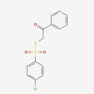 molecular formula C14H11ClO3S2 B8042219 2-(4-Chlorophenyl)sulfonylsulfanyl-1-phenylethanone 