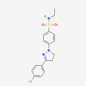 molecular formula C17H18ClN3O2S B8042242 4-[5-(4-chlorophenyl)-3,4-dihydropyrazol-2-yl]-N-ethylbenzenesulfonamide 