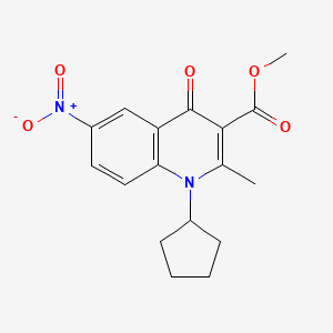 molecular formula C17H18N2O5 B8042283 Methyl 1-cyclopentyl-2-methyl-6-nitro-4-oxoquinoline-3-carboxylate 
