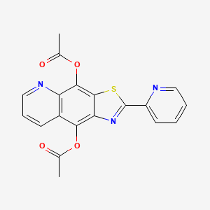 molecular formula C19H13N3O4S B8042342 (4-Acetyloxy-2-pyridin-2-yl-[1,3]thiazolo[4,5-g]quinolin-9-yl) acetate 