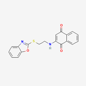 molecular formula C19H14N2O3S B8042353 2-[2-(1,3-Benzoxazol-2-ylsulfanyl)ethylamino]naphthalene-1,4-dione 