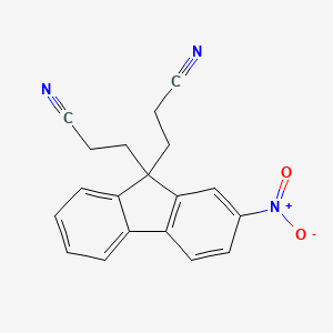 molecular formula C19H15N3O2 B8042380 3-[9-(2-Cyanoethyl)-2-nitrofluoren-9-yl]propanenitrile 