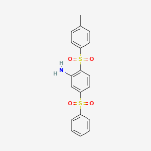 molecular formula C19H17NO4S2 B8042418 5-(Benzenesulfonyl)-2-(4-methylphenyl)sulfonylaniline 