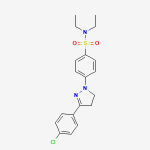 molecular formula C19H22ClN3O2S B8042470 4-[5-(4-chlorophenyl)-3,4-dihydropyrazol-2-yl]-N,N-diethylbenzenesulfonamide 