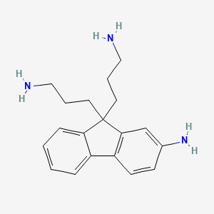 molecular formula C19H25N3 B8042501 9,9-Bis(3-aminopropyl)fluoren-2-amine 