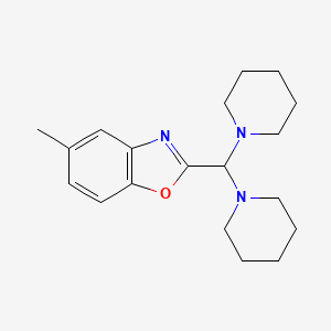 molecular formula C19H27N3O B8042516 2-[Di(piperidin-1-yl)methyl]-5-methyl-1,3-benzoxazole 
