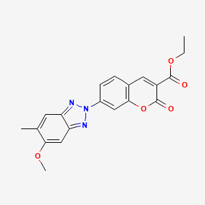 molecular formula C20H17N3O5 B8042610 Ethyl 7-(5-methoxy-6-methylbenzotriazol-2-yl)-2-oxochromene-3-carboxylate 