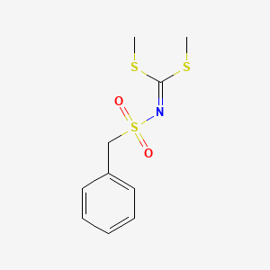 molecular formula C10H13NO2S3 B8042633 N-[bis(methylsulfanyl)methylidene]-1-phenylmethanesulfonamide 