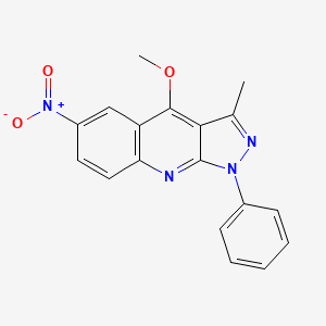 molecular formula C18H14N4O3 B8042638 4-Methoxy-3-methyl-6-nitro-1-phenylpyrazolo[3,4-b]quinoline 