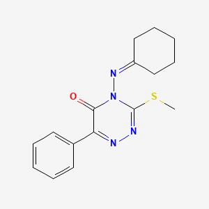 molecular formula C16H18N4OS B8042688 4-(Cyclohexylideneamino)-3-methylsulfanyl-6-phenyl-1,2,4-triazin-5-one 
