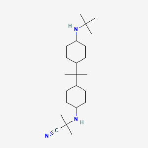 molecular formula C23H43N3 B8042813 2-[[4-[2-[4-(Tert-butylamino)cyclohexyl]propan-2-yl]cyclohexyl]amino]-2-methylpropanenitrile 