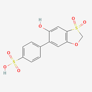 molecular formula C13H10O7S2 B8042833 4-(5-Hydroxy-3,3-dioxo-1,3lambda6-benzoxathiol-6-yl)benzenesulfonic acid 