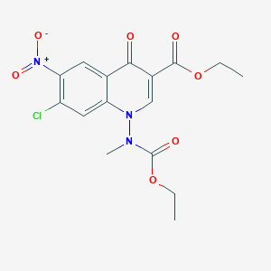 molecular formula C16H16ClN3O7 B8042875 Ethyl 7-chloro-1-[ethoxycarbonyl(methyl)amino]-6-nitro-4-oxoquinoline-3-carboxylate 