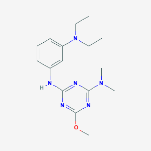 molecular formula C16H24N6O B8042965 4-N-[3-(diethylamino)phenyl]-6-methoxy-2-N,2-N-dimethyl-1,3,5-triazine-2,4-diamine 