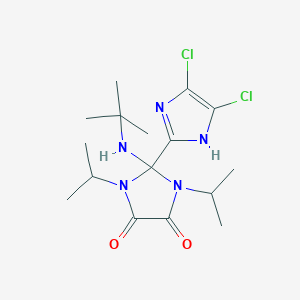 molecular formula C16H25Cl2N5O2 B8042967 2-(tert-butylamino)-2-(4,5-dichloro-1H-imidazol-2-yl)-1,3-di(propan-2-yl)imidazolidine-4,5-dione 