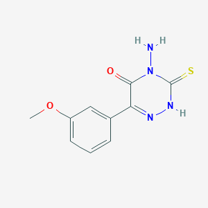 molecular formula C10H10N4O2S B8043038 4-amino-6-(3-methoxyphenyl)-3-sulfanylidene-2H-1,2,4-triazin-5-one 