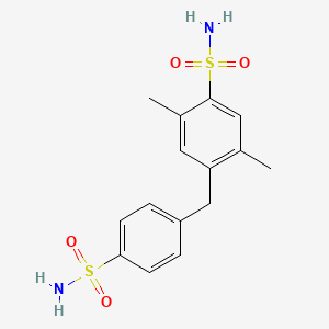 molecular formula C15H18N2O4S2 B8043063 2,5-Dimethyl-4-[(4-sulfamoylphenyl)methyl]benzenesulfonamide 