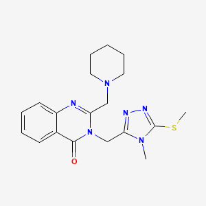 molecular formula C19H24N6OS B8043069 3-[(4-Methyl-5-methylsulfanyl-1,2,4-triazol-3-yl)methyl]-2-(piperidin-1-ylmethyl)quinazolin-4-one 