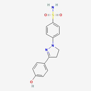 molecular formula C15H15N3O3S B8043077 4-[5-(4-Hydroxyphenyl)-3,4-dihydropyrazol-2-yl]benzenesulfonamide 