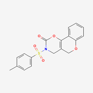molecular formula C18H15NO5S B8043093 3-(4-Methylphenyl)sulfonyl-4,5-dihydrochromeno[3,4-e][1,3]oxazin-2-one 