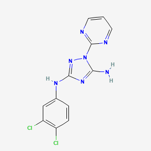 molecular formula C12H9Cl2N7 B8043162 3-N-(3,4-dichlorophenyl)-1-pyrimidin-2-yl-1,2,4-triazole-3,5-diamine 