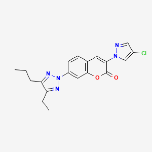 molecular formula C19H18ClN5O2 B8043184 3-(4-Chloro-1H-pyrazol-1-yl)-7-(4-ethyl-5-propyl-2H-1,2,3-triazol-2-yl)-2H-1-benzopyran-2-one CAS No. 1197234-48-2
