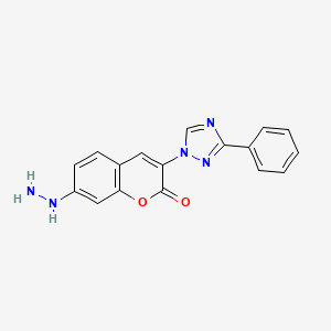 molecular formula C17H13N5O2 B8043186 7-Hydrazinyl-3-(3-phenyl-1,2,4-triazol-1-yl)chromen-2-one 