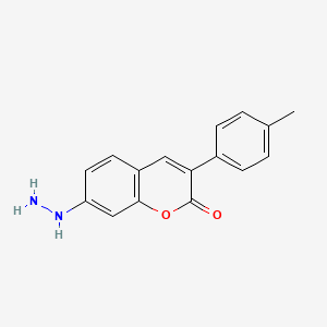 molecular formula C16H14N2O2 B8043216 7-Hydrazinyl-3-(4-methylphenyl)chromen-2-one 