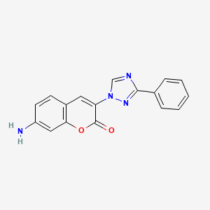 molecular formula C17H12N4O2 B8043220 7-Amino-3-(3-phenyl-1,2,4-triazol-1-yl)chromen-2-one 
