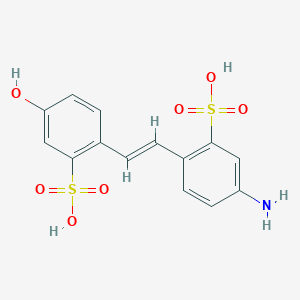 molecular formula C14H13NO7S2 B8043241 5-amino-2-[(E)-2-(4-hydroxy-2-sulfophenyl)ethenyl]benzenesulfonic acid 