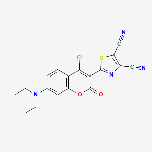 molecular formula C18H13ClN4O2S B8043270 2-[4-Chloro-7-(diethylamino)-2-oxochromen-3-yl]-1,3-thiazole-4,5-dicarbonitrile 