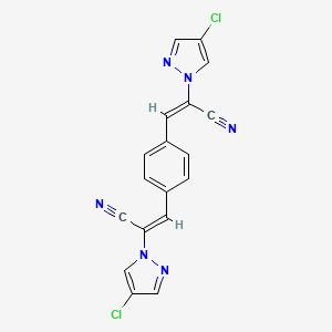 molecular formula C18H10Cl2N6 B8043277 (E)-2-(4-chloropyrazol-1-yl)-3-[4-[(E)-2-(4-chloropyrazol-1-yl)-2-cyanoethenyl]phenyl]prop-2-enenitrile 